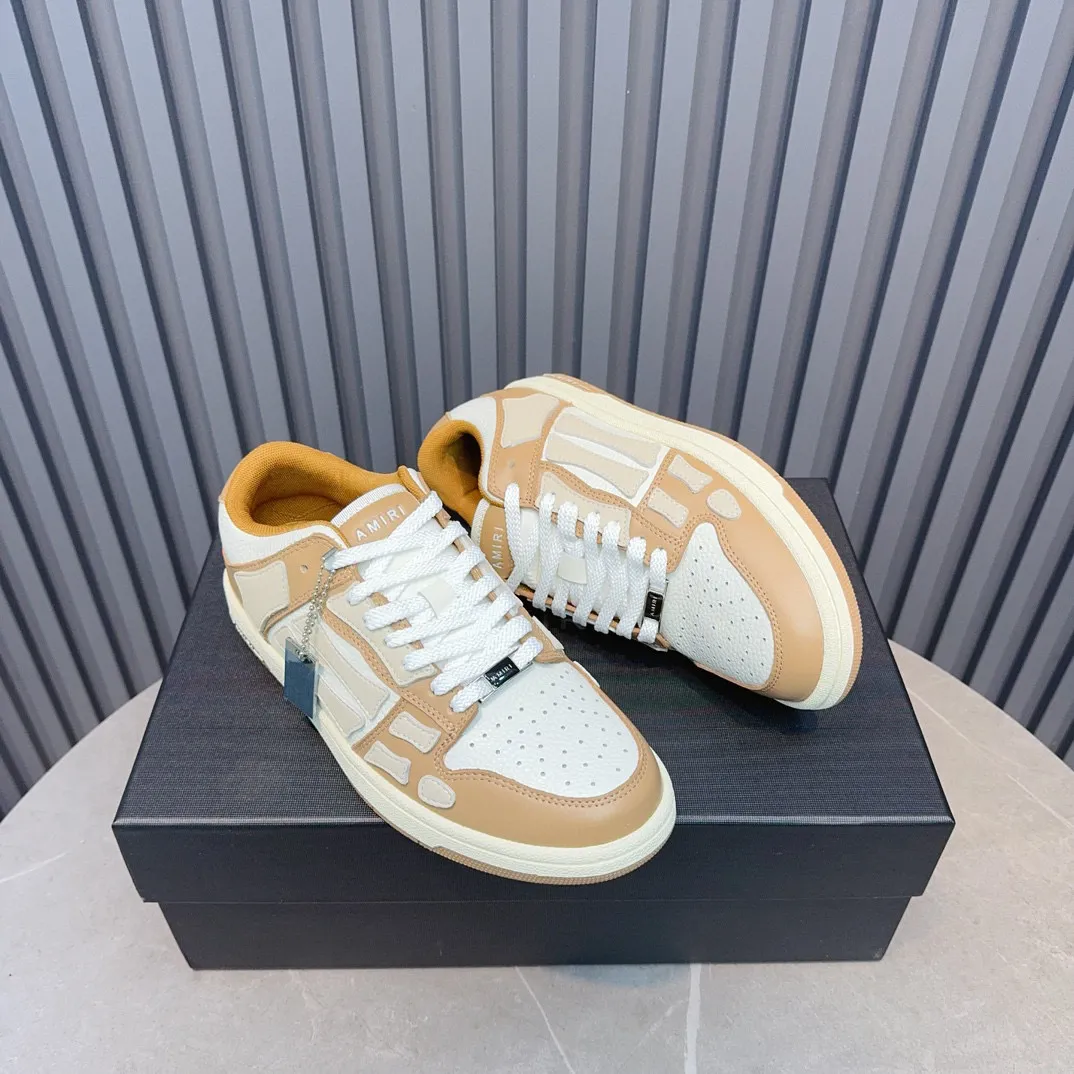 Men's men's shoes 💰600 AMIRI high street sneakers with bone sports shoes, toe layer cowhide upper, upper side bones, hand-stitched, good three-dimensional effect, customized metal LOGO, size 38-45 46